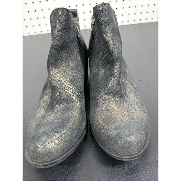 Lucky Brand Basel Ankle Booties gold dust Snakeskin Print Grey Size 8 - Picture 1 of 13